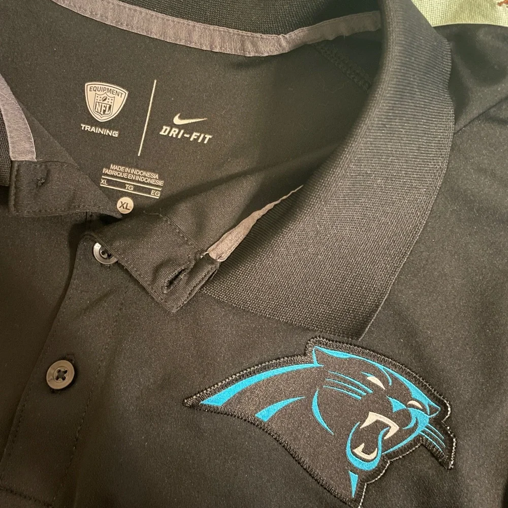 Nike Carolina Panthers NFL dri fit Black Polo with  size XL